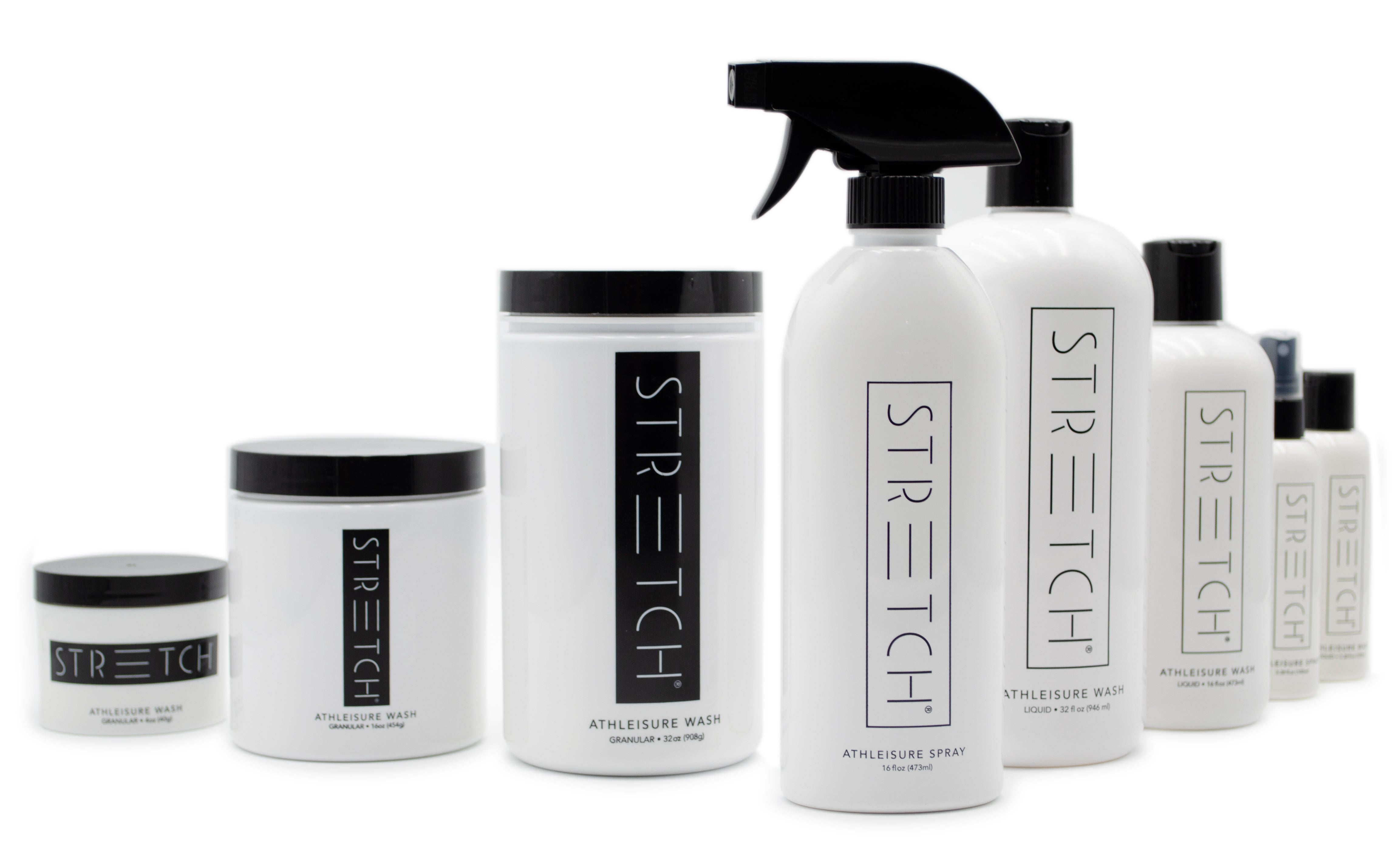 Stretch products collection display on a white background