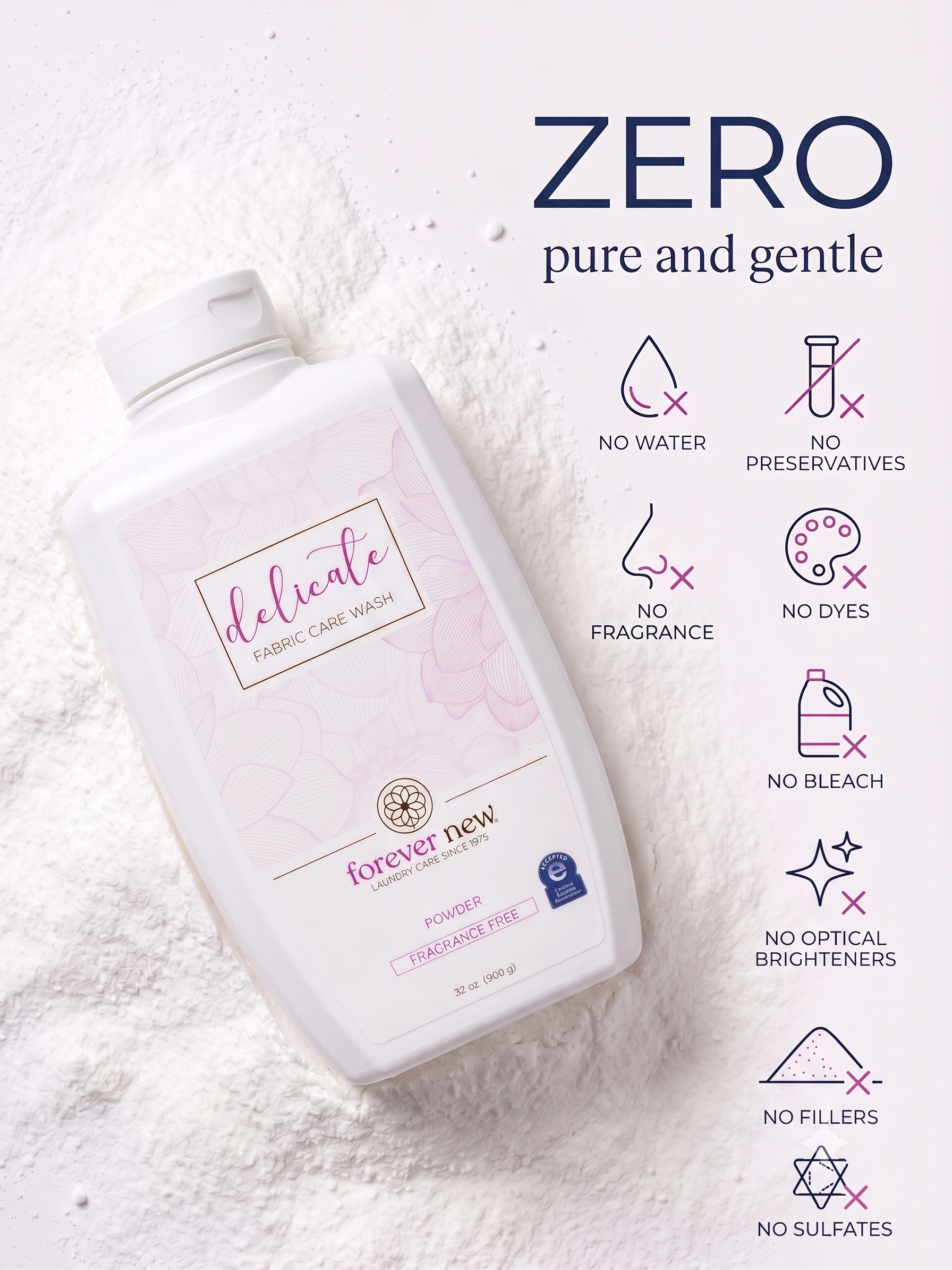 POWDER Delicate Laundry Detergent - Fragrance Free - Travel & Trial Sizes